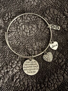 Silver Tone 'Mother and Daughter' Heart Charm Bracelet
